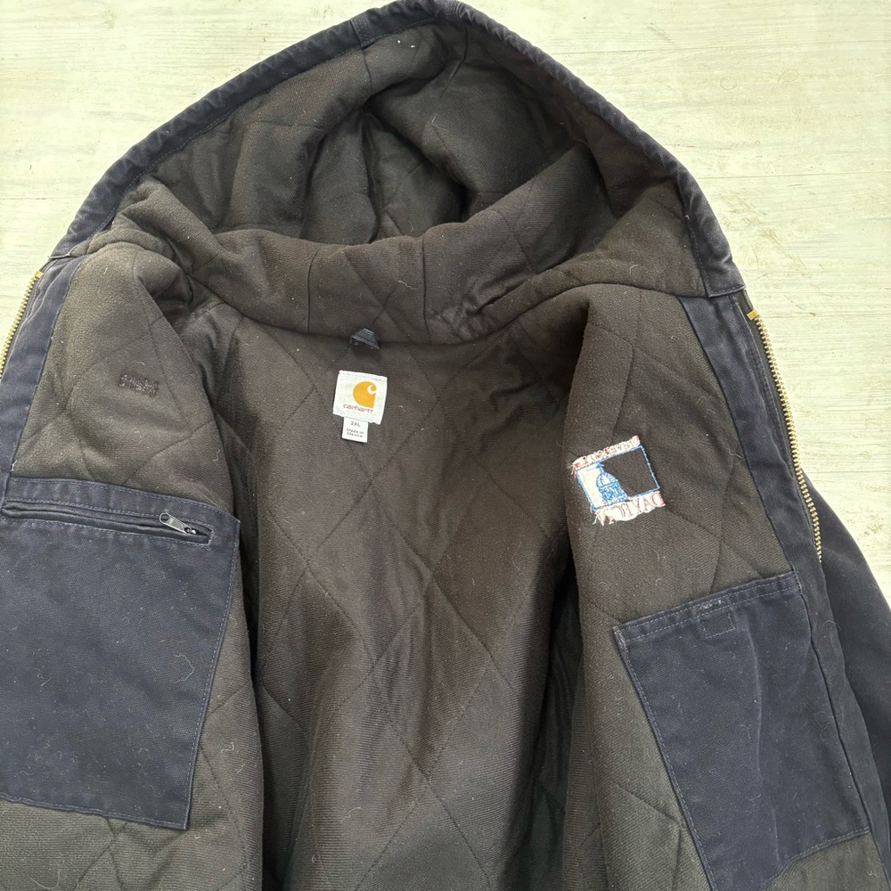 Carhartt Men’s Size 2XL J130 Midnight Blue Washed Duck Active Jacket Loose Fit - Picture 9 of 12